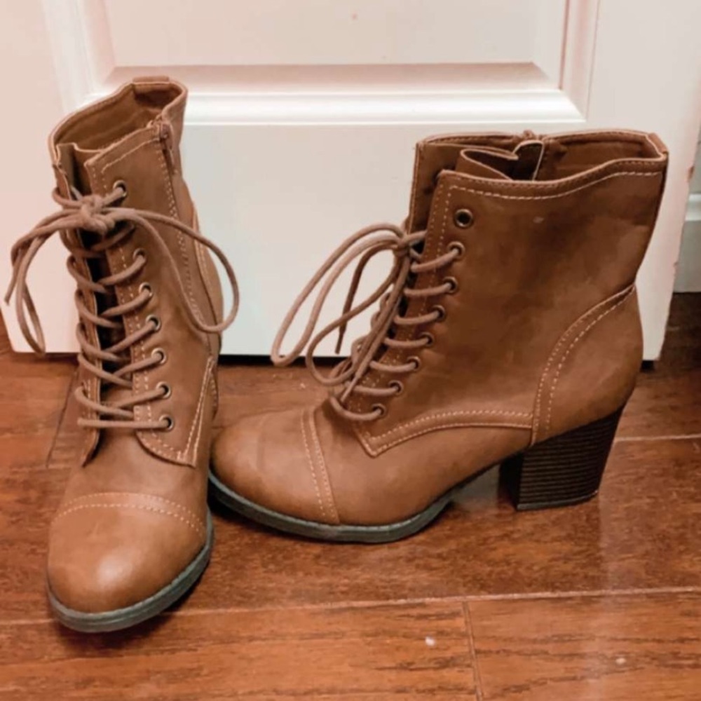 Brown heel booties
